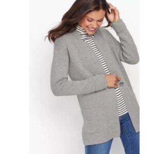 Talbots‎ Gray Wool Women's Sweater Jacket One Button Closure w/ Pockets Size S